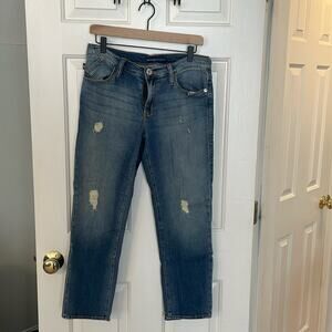 Rock & Republic Womens Size 10 M Distressed Jeans Stretch Straight Leg Faded